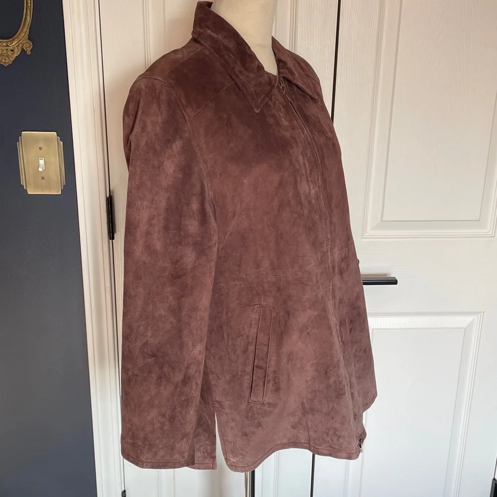 NWT Terry Lewis Luxuries Classic Brown Suede Zip-Front Jacket Size‎ Medium